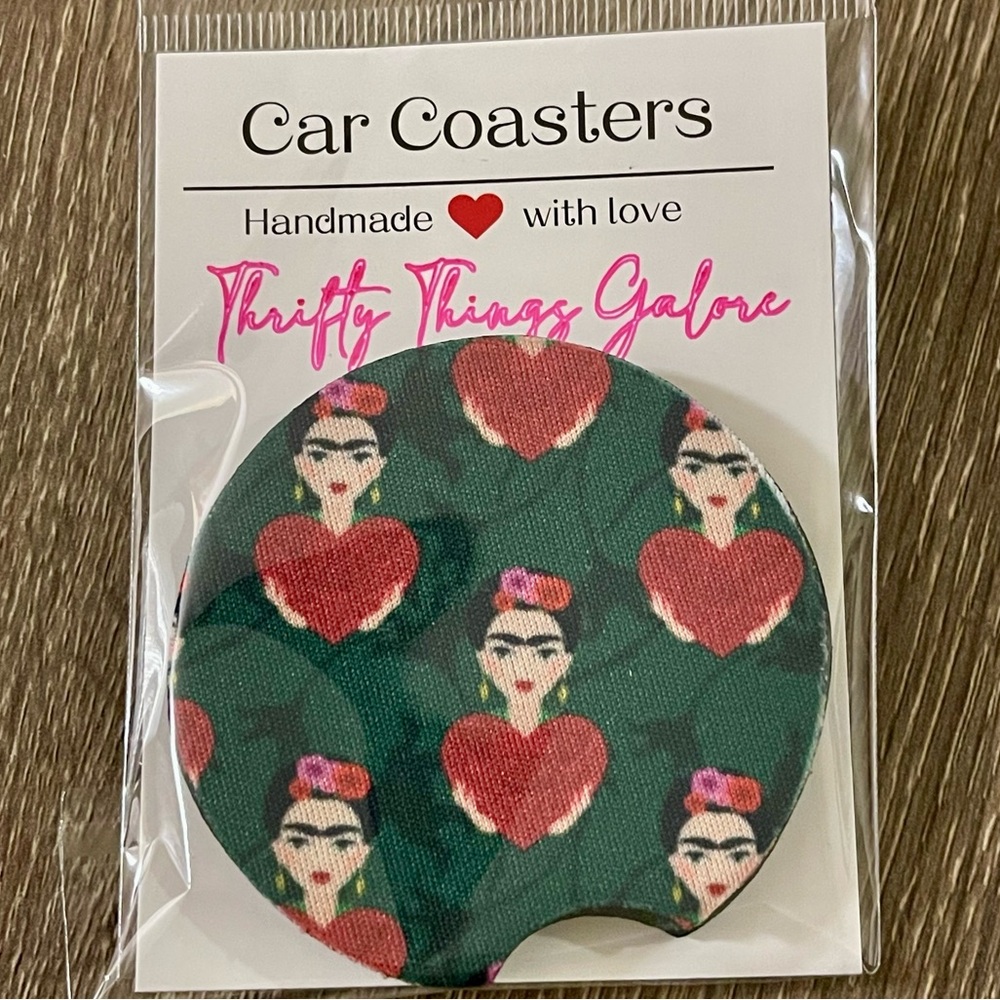 Frida Kahlo Car Coasters Custom Made Neoprene New Set/2
